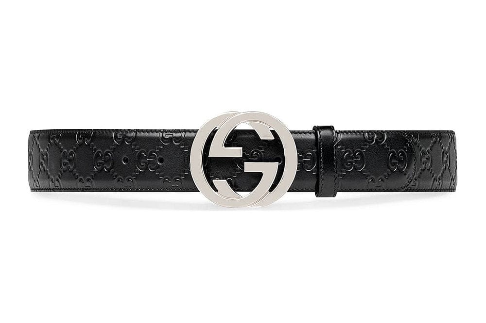 Gucci Signature GG Embossed Leather Belt Black