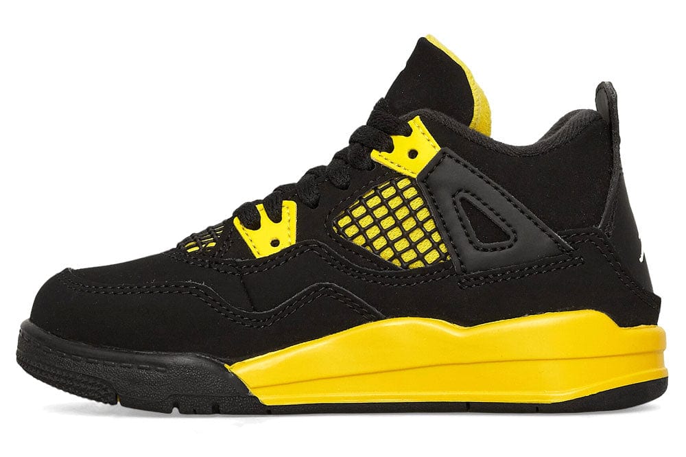 Nike Air Jordan 4 Retro 'Thunder' Sneakers Black Tour Yellow (PS