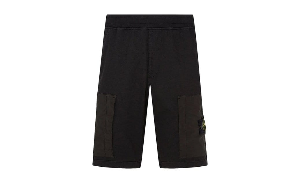 Stone island fleece shorts black online