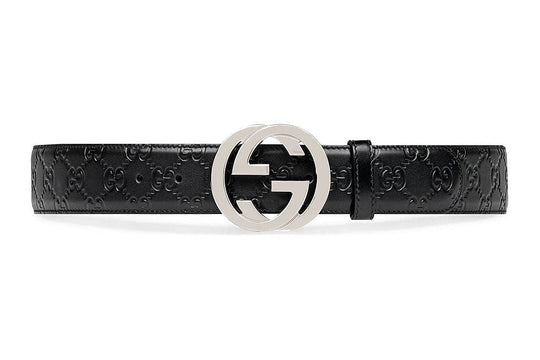 Gucci Signature GG Embossed Leather Belt Black