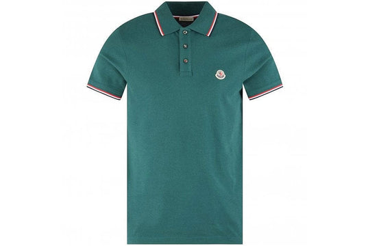 Moncler Classic Logo Pique Polo Shirt Green