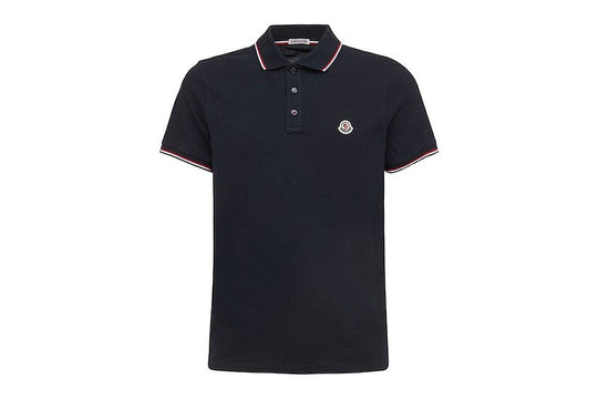 Moncler Classic Logo Pique Polo Shirt Navy Blue