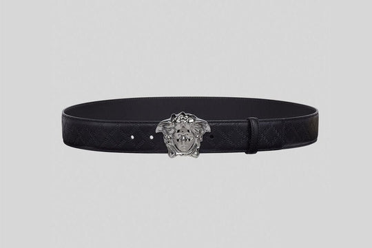 Versace Medusa Embossed Greca Leather Belt
