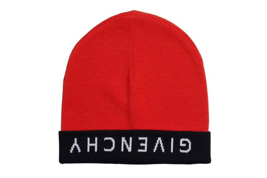 Givenchy Logo Reversible Beanie Hat Orange & Black