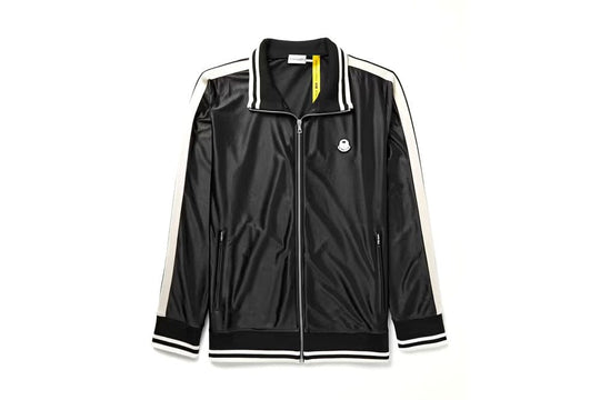 8 Moncler Genius x Palm Angels Logo-Appliquéd Satin Track Jacket Black