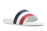 Moncler Shoes Moncler Logo Basile Stripped Rubber Sildes White
