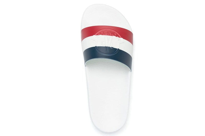 Moncler Shoes Moncler Logo Basile Stripped Rubber Sildes White