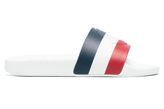 Moncler Logo Basile Stripped Rubber Sildes White