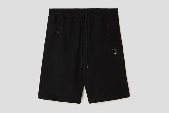 CP Company Diagonal Raised Fleece Lens Shorts Black