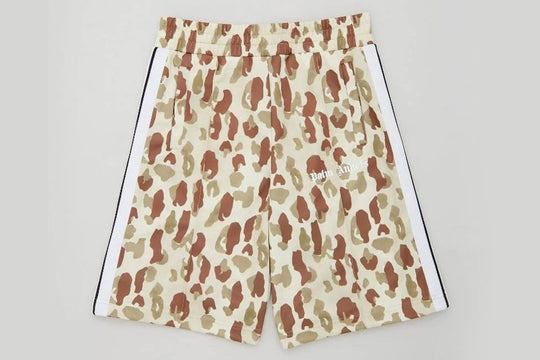 Palm Angels Camo Track Shorts Beige White