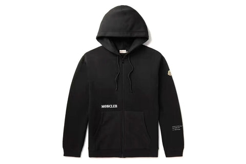 7 Moncler Genius x FRGMT Hiroshi Fujiwara Logo Appliqued Hoodie Black AyZed Clothing