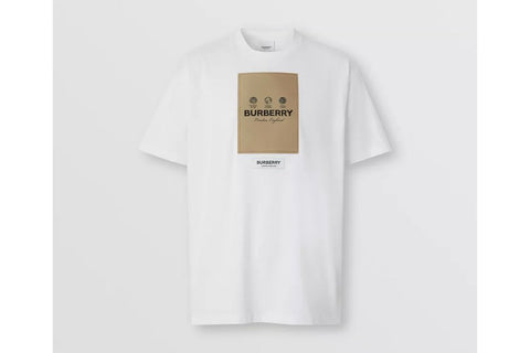 Burberry Label Applique Cotton Oversized T Shirt White AyZed Clothing