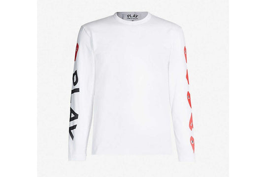 Comme Des Garcons Play Heart Print long sleeve T-Shirt White