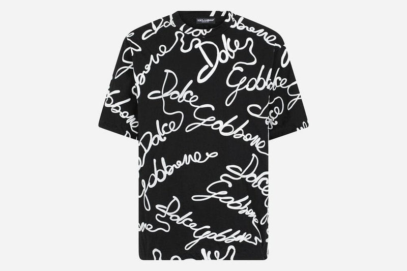 Dolce & Gabbana T-Shirt Dolce & Gabbana Jersey All Over Logo T-Shirt Black White