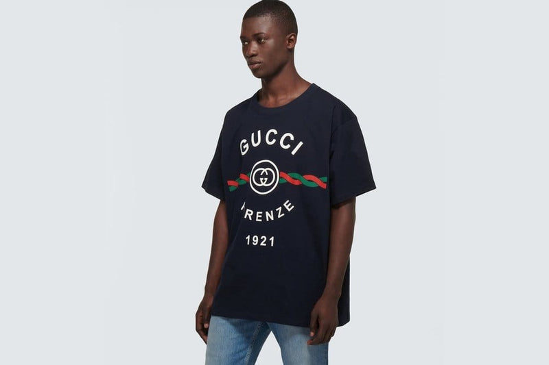 Gucci Printed Cotton-jersey T-Shirt - Men - Navy - XS