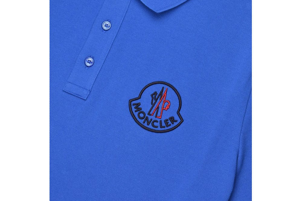 Moncler Macro Logo Polo Shirt Blue – AyZed Clothing