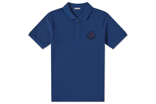 Moncler Macro Logo Polo Shirt Navy Blue