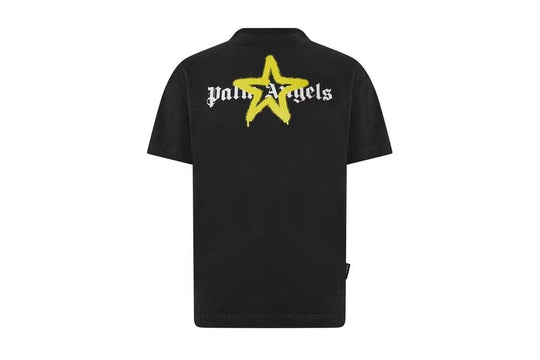 Palm Angels Star Sprayed Logo T-Shirt Black Yellow
