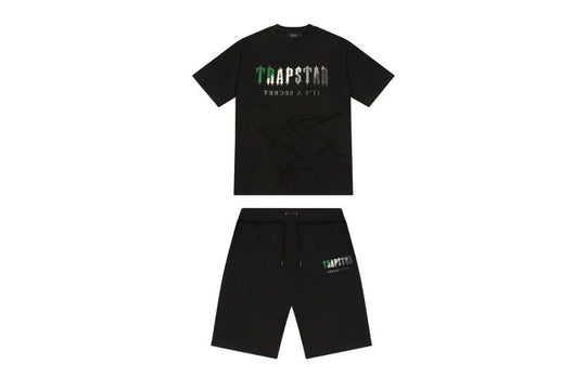 Trapstar Chenille Decoded Short Set Black Green