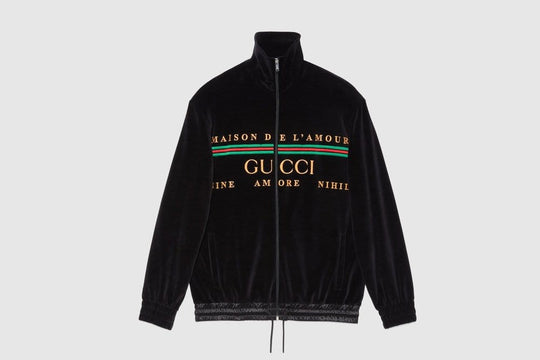 GUCCI Oversize Embroidered Chenille Jacket Black